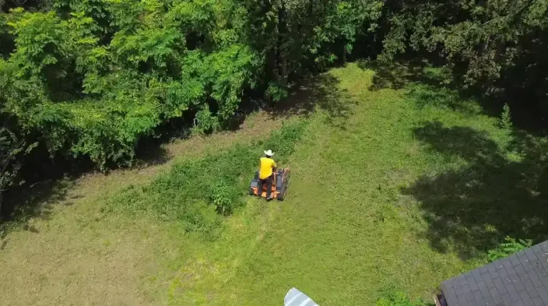 Aerial view of a routine mow in progress